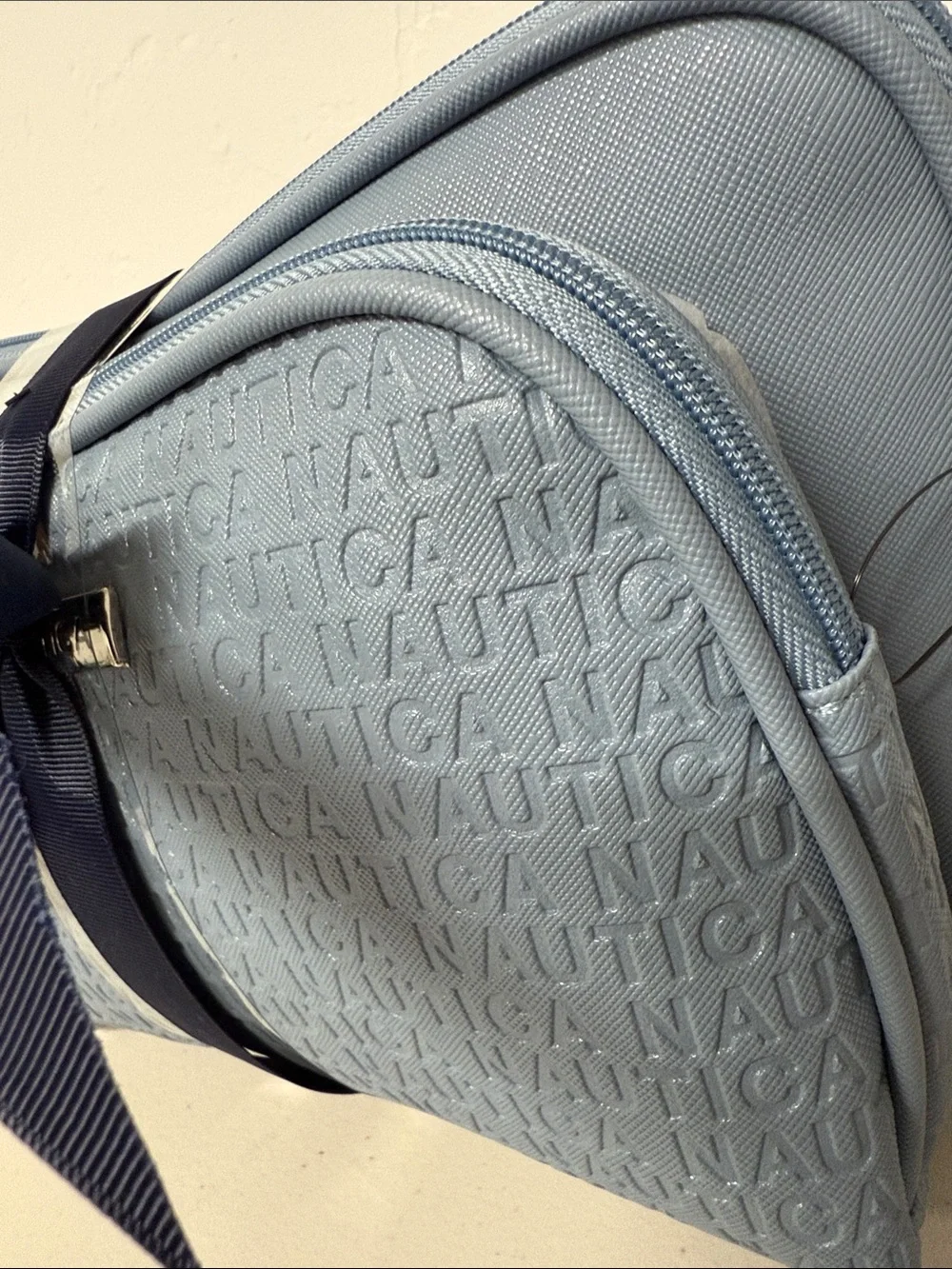 Nautica Light Blue Embossed Cosmetic Pouch 2 pcs Set Full Zipper 3D Print Logo